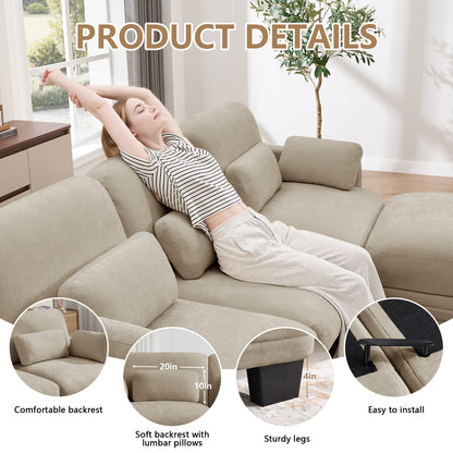 Channel Tufted Design Modern Minimalist Modular Sectional Loveseat Sofa, 2-Seater Couch with Thick Comfortable Seat Cushions, Suitable for Living Room, Bedroom and Apartment, Camel Chenille