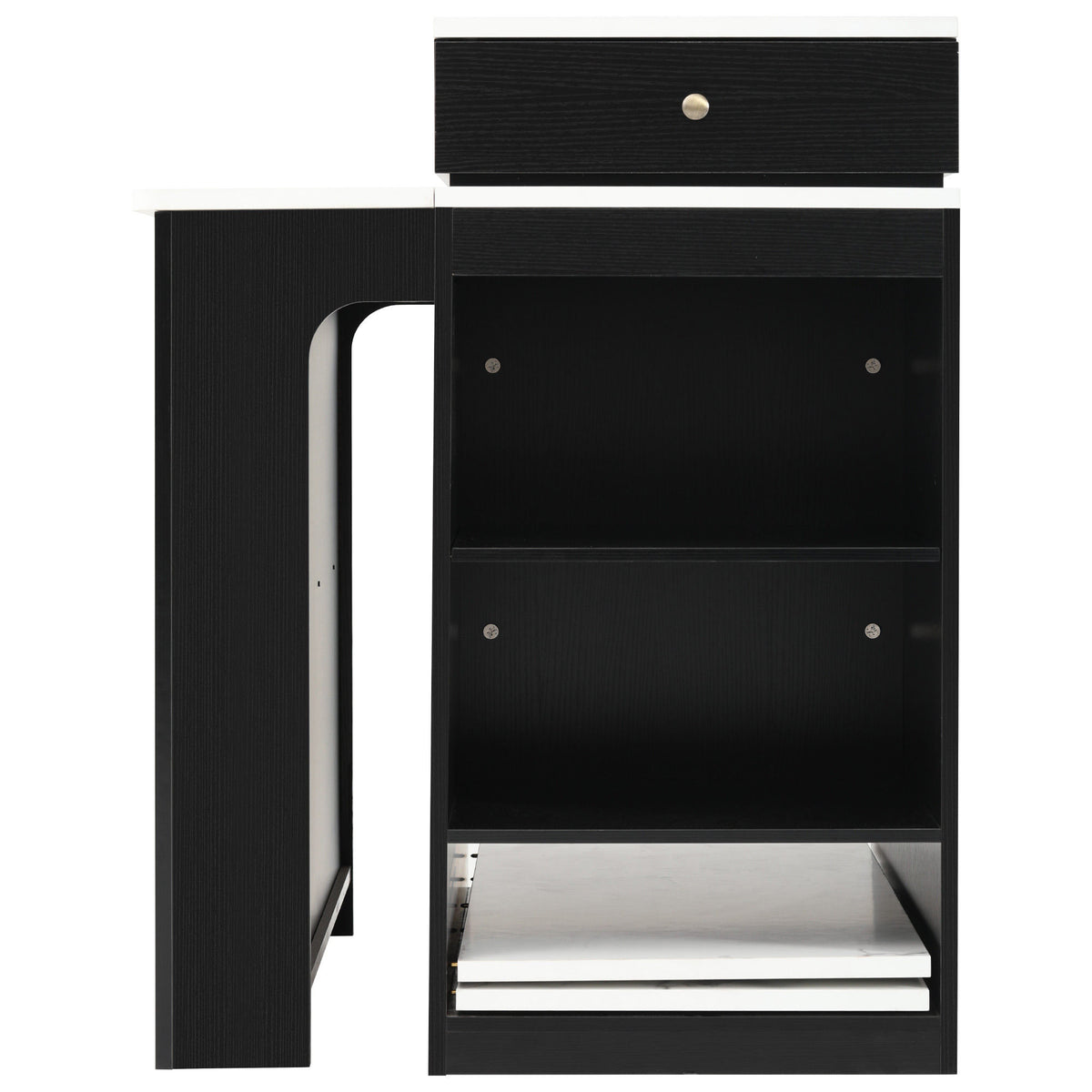 K&K 59.5" Kitchen Island with Extendable Dining Table, Kitchen Storage Table with Double-sided Storage, Kitchen Island with 2 Drawers