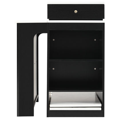 K&K 59.5" Kitchen Island with Extendable Dining Table, Kitchen Storage Table with Double-sided Storage, Kitchen Island with 2 Drawers