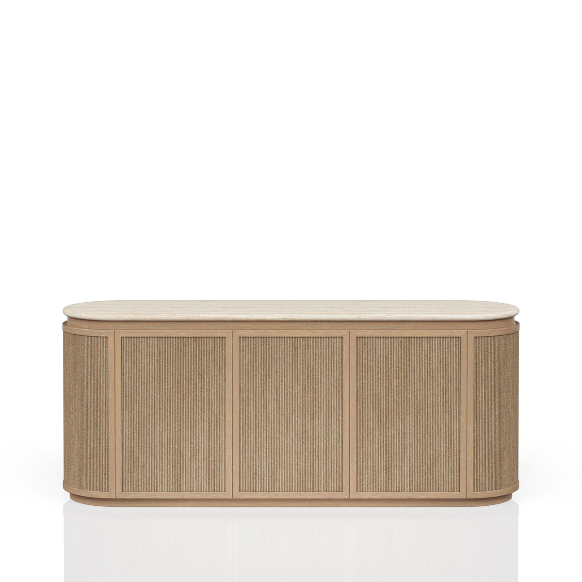 Transitional Stone Top Rope Front Server in Warm Toffee with Solid Wood and MDF Construction, 72-Inch