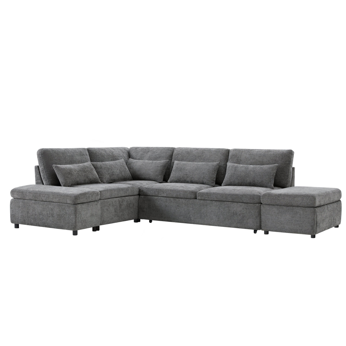 [VIDEO]107'' Sectional Sleeper Sofa Bed with Pull Out Couch, L-shaped with Adjustable Armrest, USB&Type-C Charging
