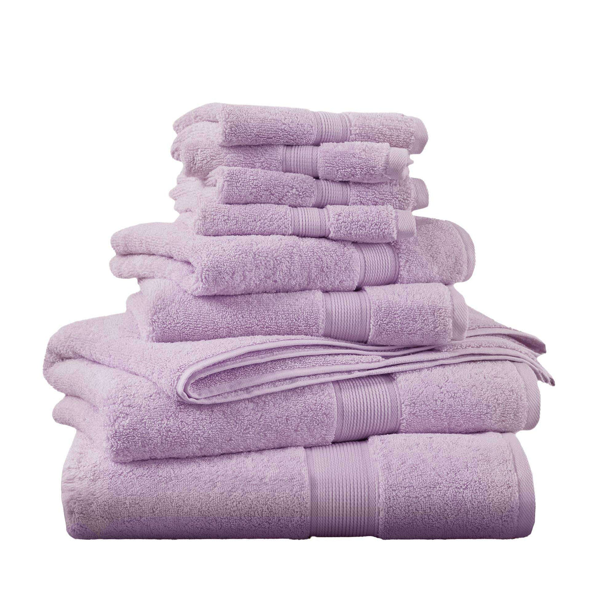 8-Piece Ultra-Soft 100% Cotton Absorbent Towel Set, Lilac