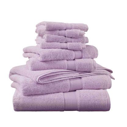 8-Piece Ultra-Soft 100% Cotton Absorbent Towel Set, Lilac