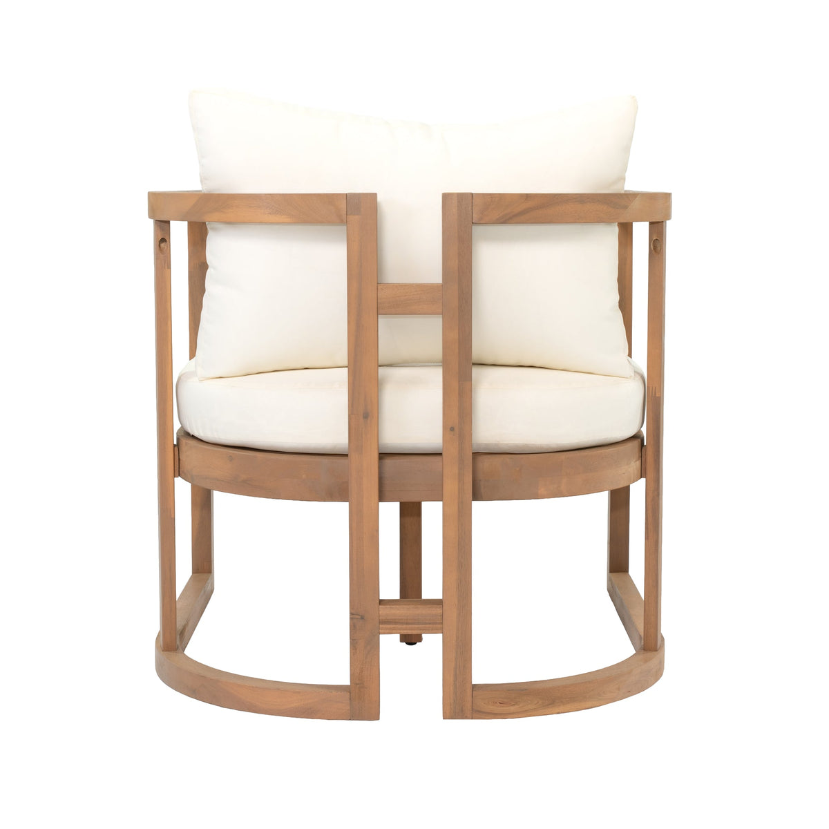 TOPMAX 4-Piece Modern Acacia Wood Sofa Set, Free Combination with a 3-Seater Sofa, 2 Armchairs and a Coffee Table, 4.7" Thick Seat Cushions,  Indoor&Outdoor Use, Light Teak+Beige Cushion