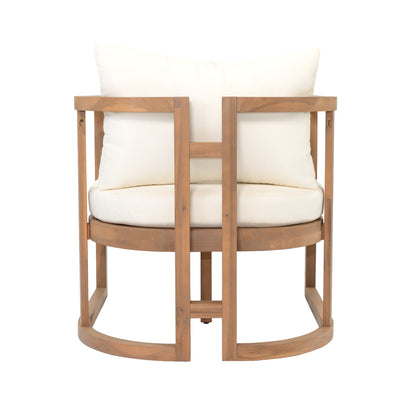 TOPMAX 4-Piece Modern Acacia Wood Sofa Set, Free Combination with a 3-Seater Sofa, 2 Armchairs and a Coffee Table, 4.7" Thick Seat Cushions,  Indoor&Outdoor Use, Light Teak+Beige Cushion