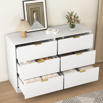 Simply Modern 6-Drawer Dresser, Chest of Drawers for Bedroom, Living Room, Hallway, and Entryway - Large Storage Cabinet White