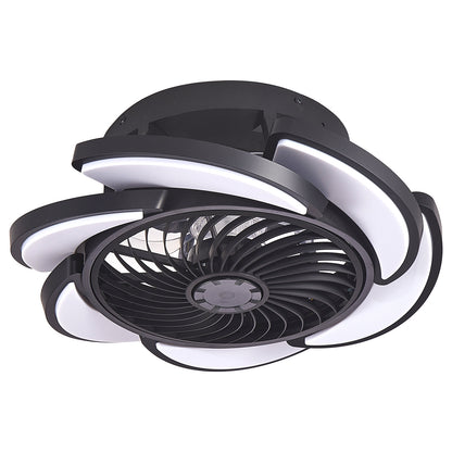 Black Bladeless Ceiling Fan with Remote Control, 6 Speeds Dimmable Light, Enclosed Low Profile for Bedroom Living Room, 17-Inch