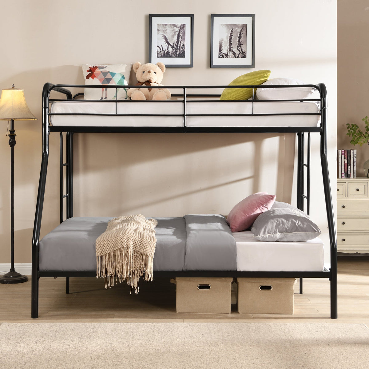 Twin Over FULL Metal Bunk Bed, No Box Spring Needed, Large Under Bed Storage, Easy Assemble