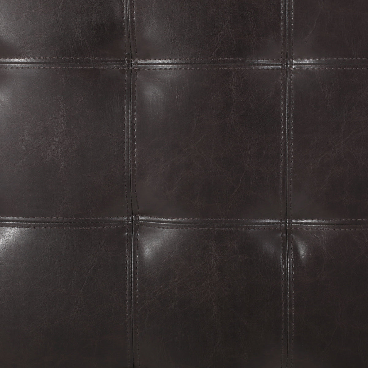 Upholstered Tufted PU Leather Storage Ottoman, Dark Brown