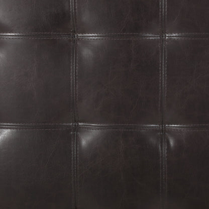 Upholstered Tufted PU Leather Storage Ottoman, Dark Brown