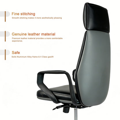 FurniBaron PU Leather High Back Office Chair with , ergonomic lumbar support 400lbs, sturdy metal base, 360° silent wheels, fit for home and office