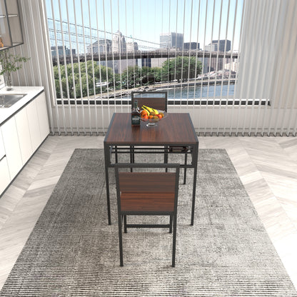 Industrial Dining Table Set with 2 Chairs, Small Square Kitchen Table with Storage Rack for Small Space Apartment