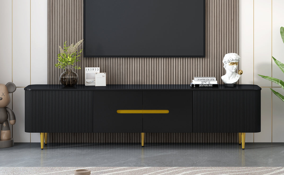 VIBE HAUS 78.7''Minimalist TV Stand for TVs up to 85 Inches, Modern Entertainment Center Media Console with 4 Spacious Cabinets for Living room(OLD SKU: SJ000143AAB)
