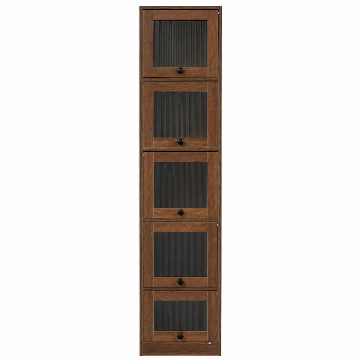 5-Tier Slim Tall Bookcase, Narrow Storage Cabinet with  Glass Flip Up Doors, Freestanding  Display Bookshelf, Vertical Corner Storage Organizer for Living Room, Bedroom, Home Office