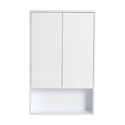 24" Bathroom Wall Cabinet, Soft Close Doors, Float Mounting Design,Glossy White,(KD-Packing)
