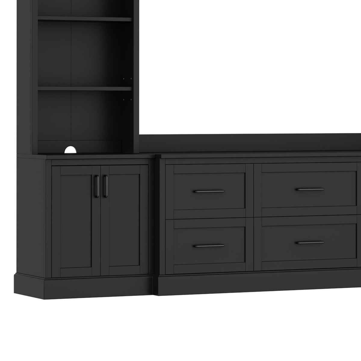 Modern Arched Entertainment Center Wall Unit with 6 Drawers, Farmhouse Large TV Stand with Bookshelves for TVs Up to 70', All-in-One Media Console with Adjustable Shelves for Living Room, Black
