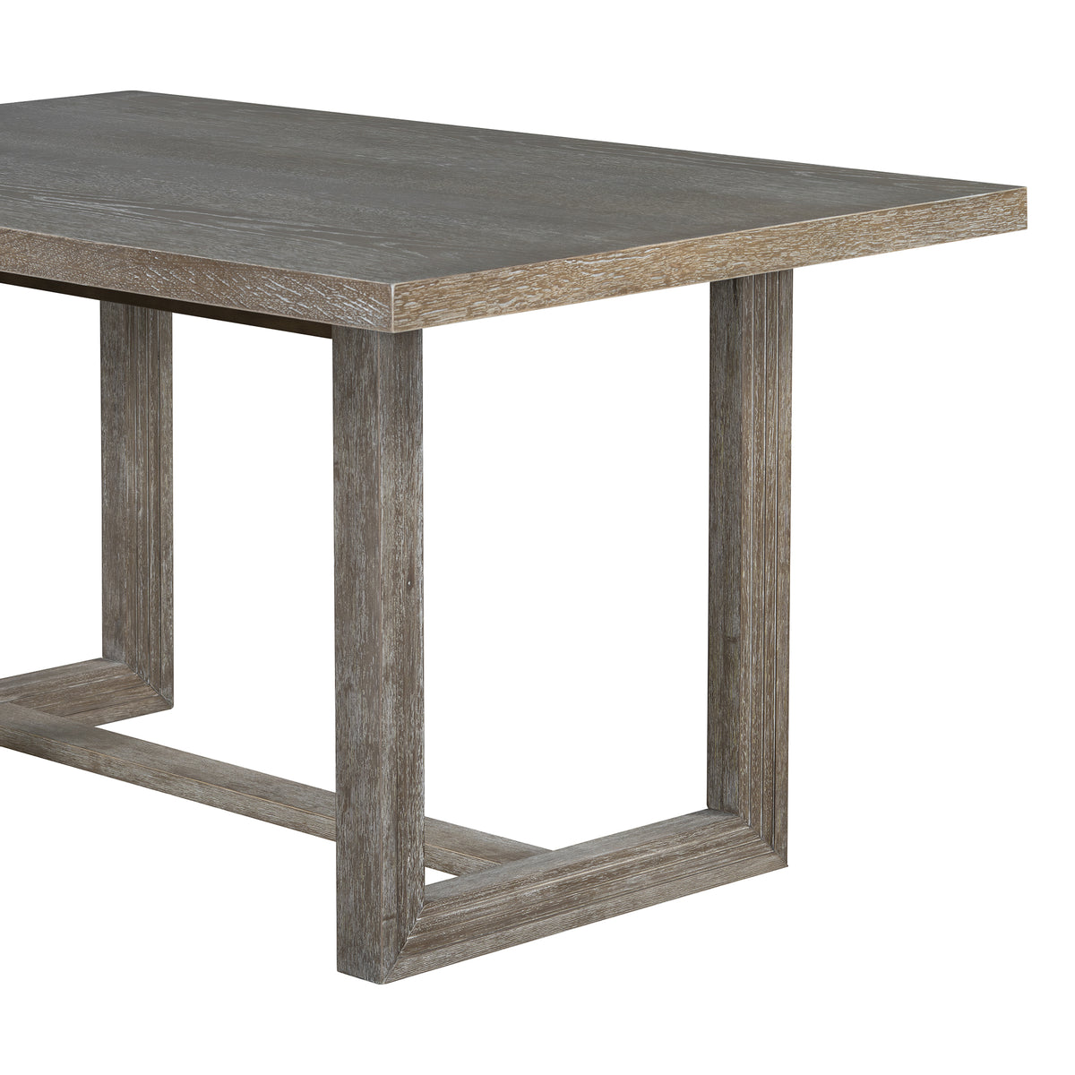 TREXM 6-Piece Retro Dining Table Set for 6, 60" Wood Kitchen Table and Chairs Set of 4 with Bench Designed Trestle Base - Gray – Oak