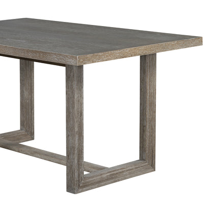TREXM 6-Piece Retro Dining Table Set for 6, 60" Wood Kitchen Table and Chairs Set of 4 with Bench Designed Trestle Base - Gray – Oak