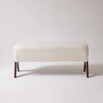 Modern Decorative Chenille Fabric Bench, Ergonomic Padded Entry Bench with Solid Wood Legs, Upholstered Ottoman Bench for Foyer Bedroom Living Space