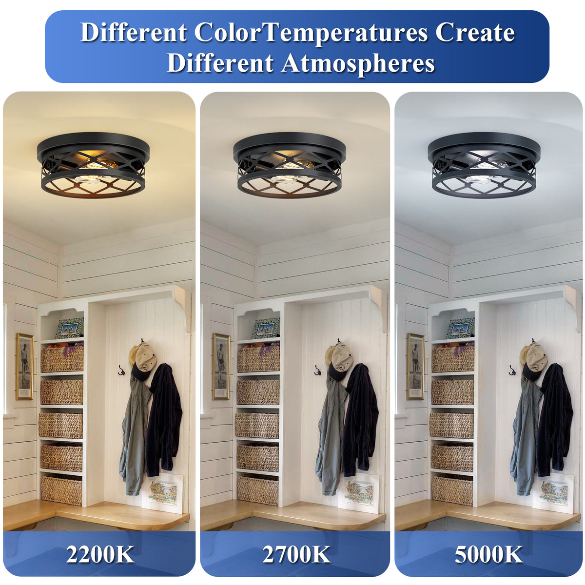 2 Pack 2-Light Matte Black Industrial Flush Mount Ceiling Light, Farmhouse Round Ceiling Lamp for Hallway Kitchen Entryway(No light bulb)