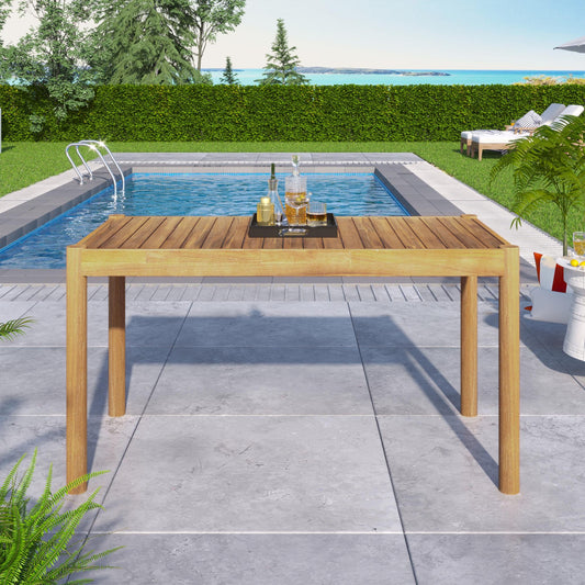 Classic Patio Dining Table, Acacia Wood, Light Teak Finish
