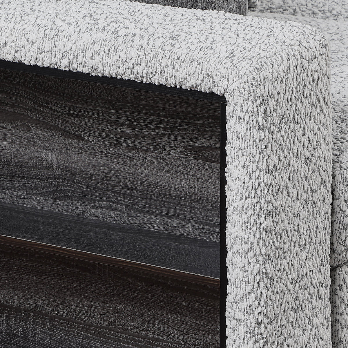 Giza Modular Sectional Sofa with Sleeper, Storage, USB Charging and Bouclé Upholstery in Gray