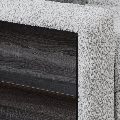 Giza Modular Sectional Sofa with Sleeper, Storage, USB Charging and Bouclé Upholstery in Gray