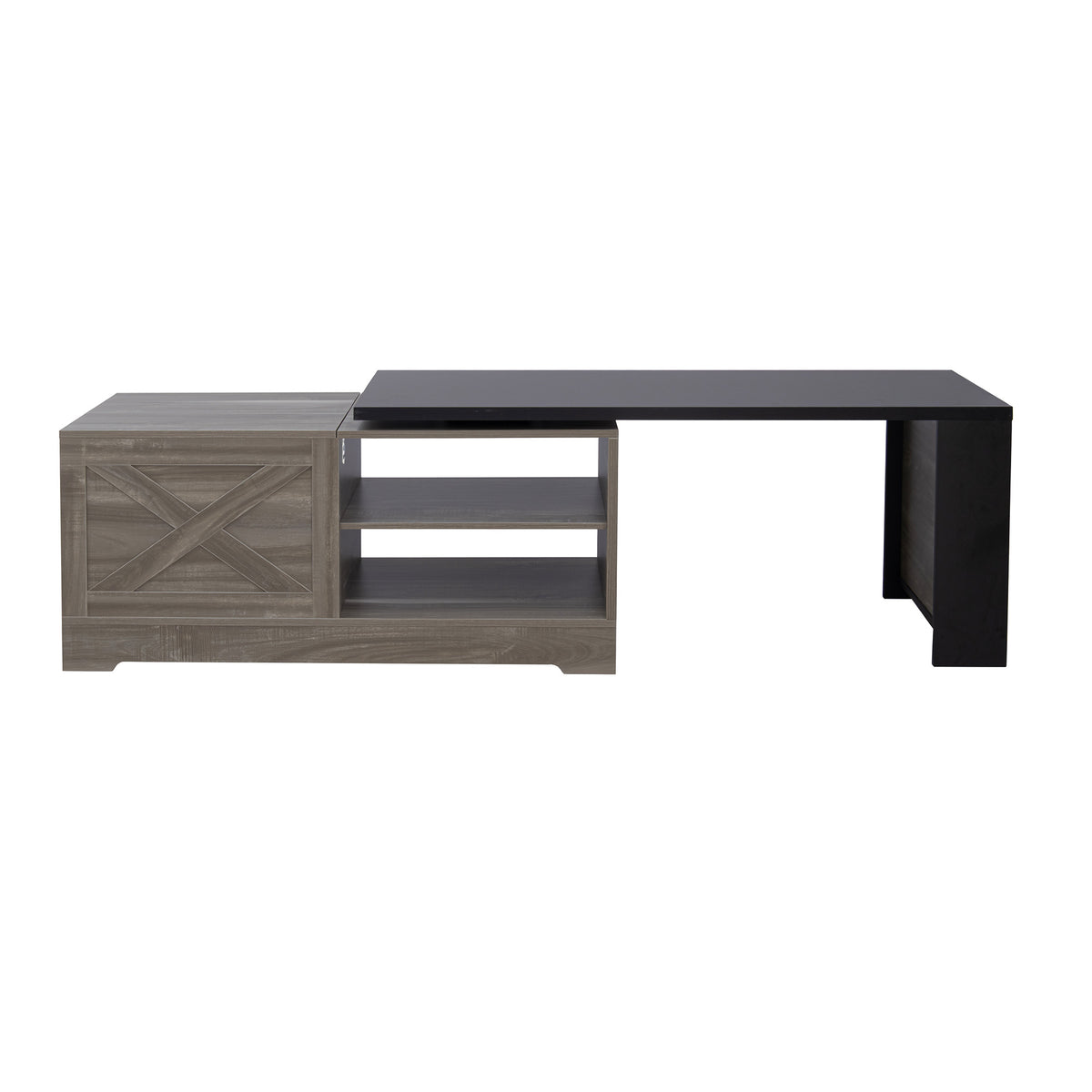 U-Can Farmhouse  Lift Top Coffee Table With Barn Doors, Wood Rectangle Center Table With Large Hidden Storage Space And Open Cabinet, For Living Room, Bedroom, Home Office