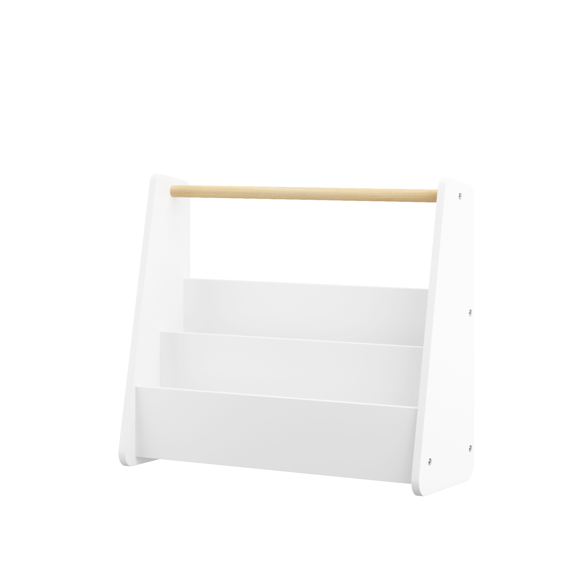 Kids Bookshelf with Wooden Handle, 2-Tier Front-Facing Toddler Bookcase, Portable Children's Book Storage Organizer, or Classroom, White