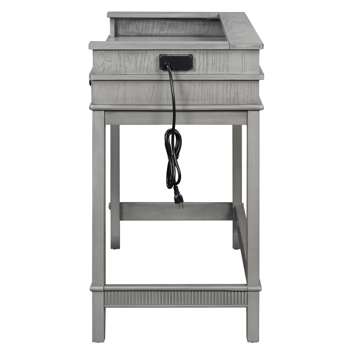 TREXM 4-Piece Dining Table Set for 3, Retro Kitchen Table and Chairs Set with 3 Storage Drawers, Ideal - Light Grey