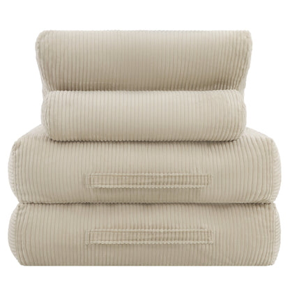 62.9"Corduroy Fabric Beanbag Couch for Living Room, Bedroom & Dorm, Cozy Fluffy Cloud Mini Couch-Corduroy-Camel