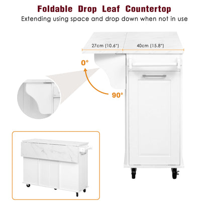 K&K 50.7" Kitchen Island with Storage Tilt Trash Can Cabinet and Pull Out Cabinet Organizer – Model N707S299008W