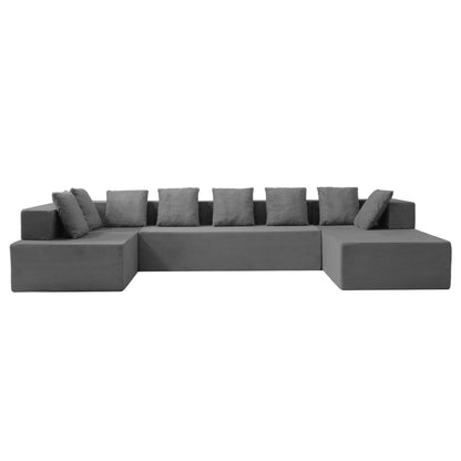 142.5-inch L-shaped sectional sofa, filled with high-resilience foam for a cloud-like seating experience.