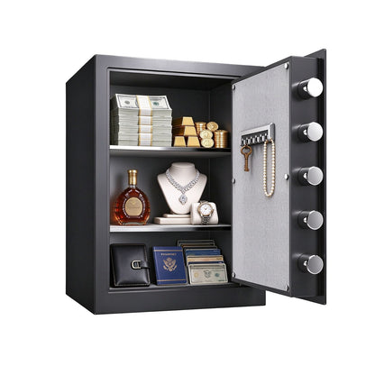 Steel Safe Security Cabinet, Fingerprint & Digital Password Unlock, with Alarm & Silent Mode, for Home, Hotel, Office, Supermarket Use, Black