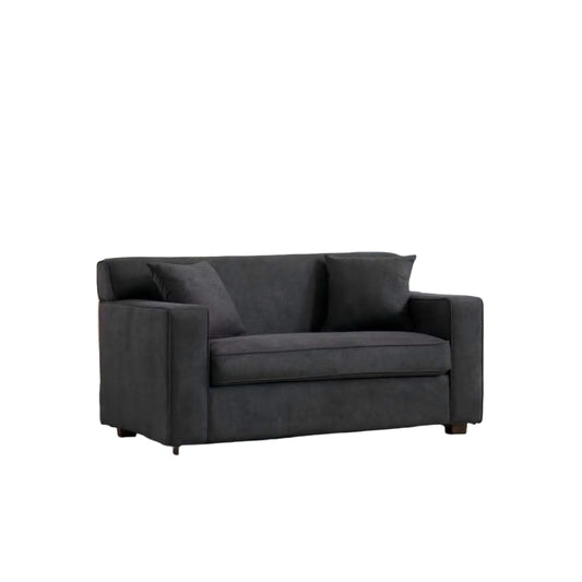 Modern Track Arm 2-in-1 Lounge Chair with 4' Mattress & 2 Throw Pillows in Charcoal Gray Fabric, Compact Sofa Bed for Small Spaces, Living Room, Guest Room, Dorm