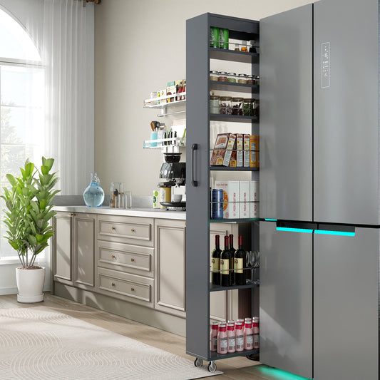 7 Tier multi-functional pull-out multi-tier storage Single-sided open shelf for Kitchen, Living Room & Narrow Spaces