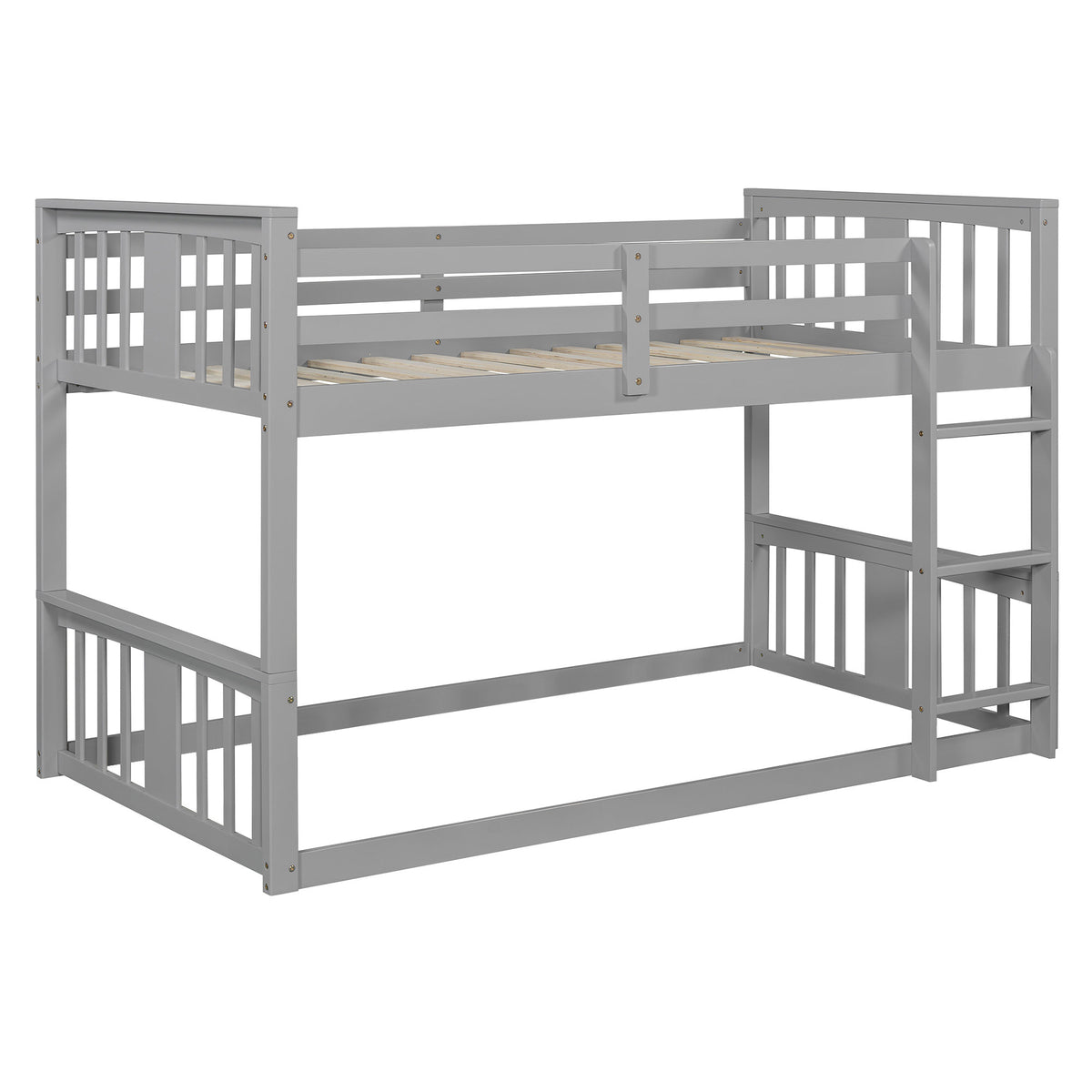 Twin Over Twin Bunk Bed with Ladder, Gray (Old SKU:N708P242163E)