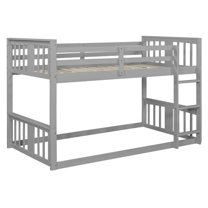 Twin Over Twin Bunk Bed with Ladder, Gray (Old SKU:N708P242163E)