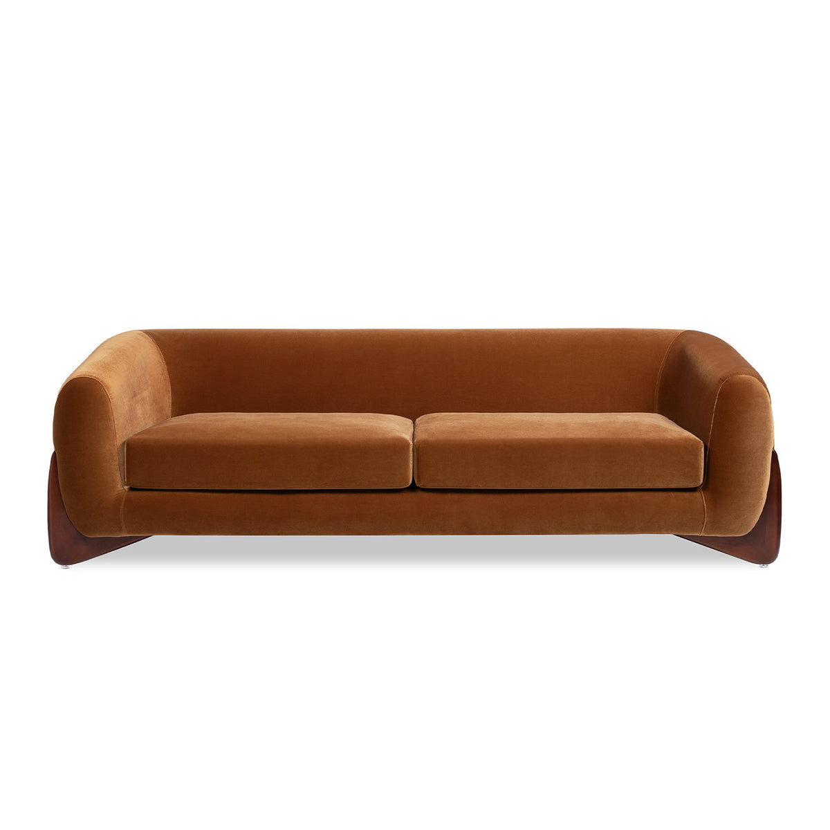 Alpine 90.5' Sherpa Sofa in Burnt Orange Performance Velvet with Natural Oak Legs