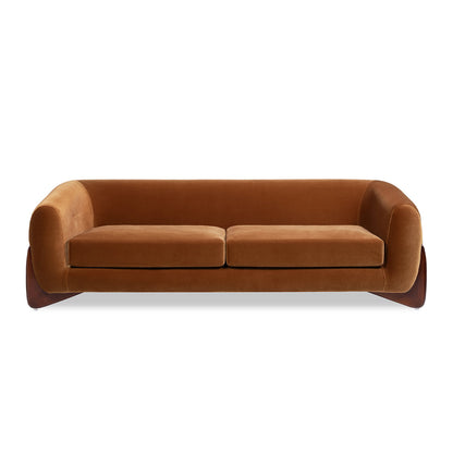 Alpine 90.5' Sherpa Sofa in Burnt Orange Performance Velvet with Natural Oak Legs