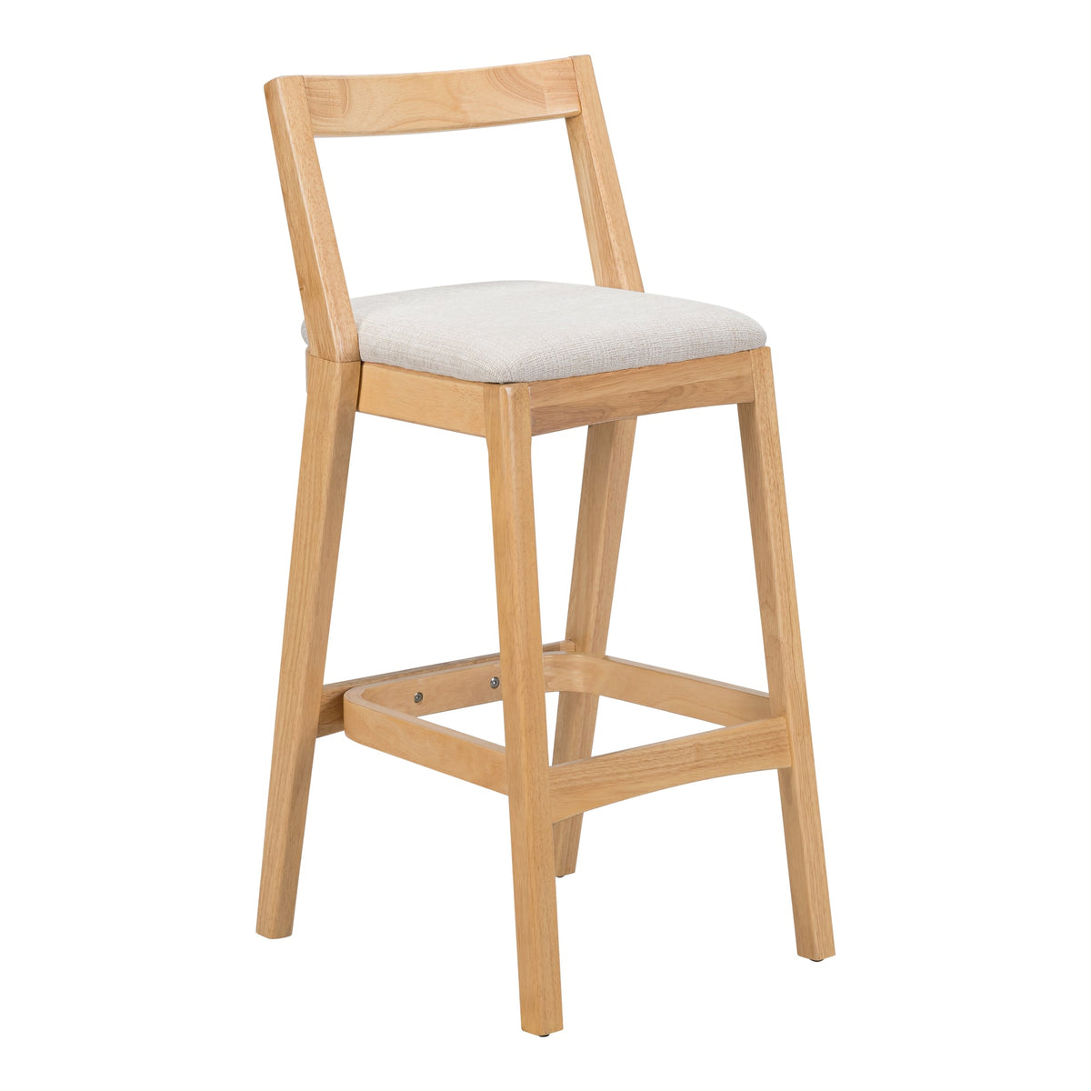 Jasper Indoor Rubberwood Barstool, Natural Finished and Beige Upholstery, Set of 2
