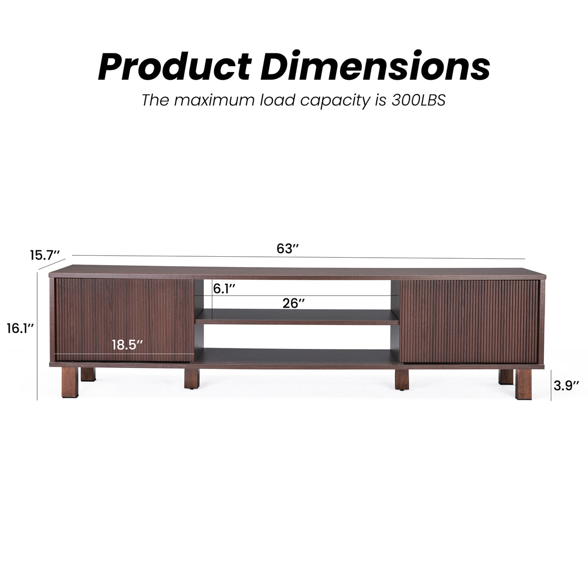Modern TV Stand for Up to 70'' TVs, Large Media Console with Storage & Open Shelves, Stylish Entertainment Center for Living Room