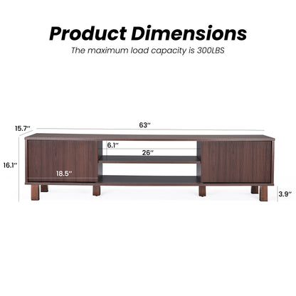 Modern TV Stand for Up to 70'' TVs, Large Media Console with Storage & Open Shelves, Stylish Entertainment Center for Living Room