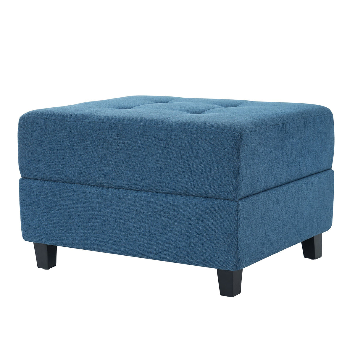 Navy Blue Tufted Ottoman, Fabric Upholstered Footrest with Wood Legs, 28.86"L Indoor Ottoman for Living Room, Bedroom & Entryway,300lbs Weight Capacity
