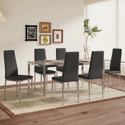 Modern Style Dining Chairs Set of 6 in Black, Essential for Minimalist Homes.Meeting Family Dining Needs, PU Material Seat