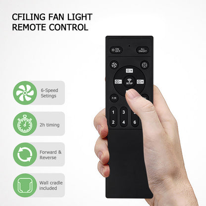 Black Bladeless Ceiling Fan with Remote Control, 6 Speeds Dimmable Light, Enclosed Low Profile for Bedroom Living Room, 17-Inch