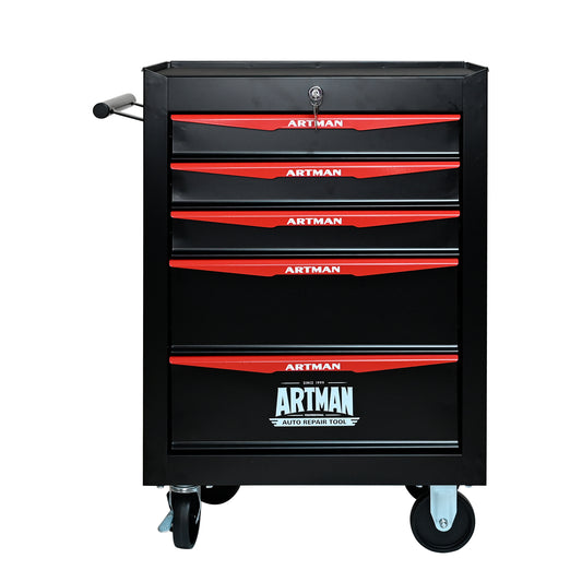 Rolling Metal Tool Chest with 5 Drawers, 20' 5-Drawer Tool Chest Cabinet with Ball Bearing Drawer Slides, Steel Tool Storage Box Organizer -BLACK&RED
