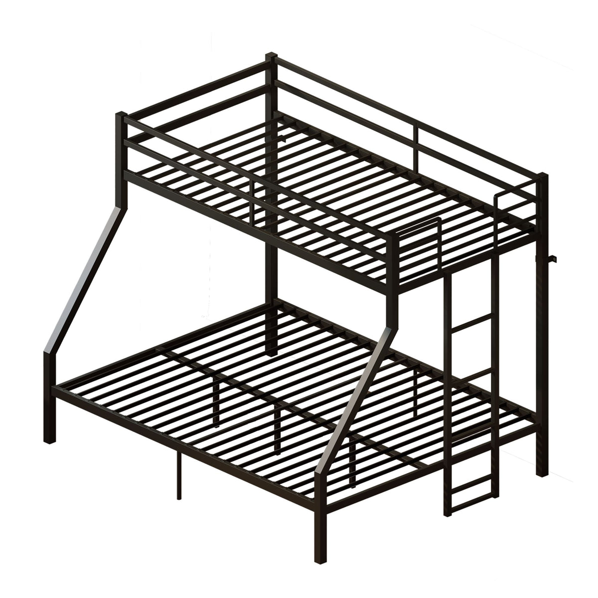 Heavy Duty Twin over Queen Metal Bunk Bed with 1200 LBS Capacity, Noise-Free Structure with Wall Mount & Anti-Slip Ladder