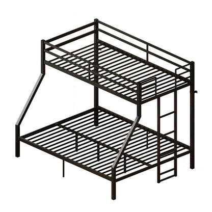 Heavy Duty Twin over Queen Metal Bunk Bed with 1200 LBS Capacity, Noise-Free Structure with Wall Mount & Anti-Slip Ladder