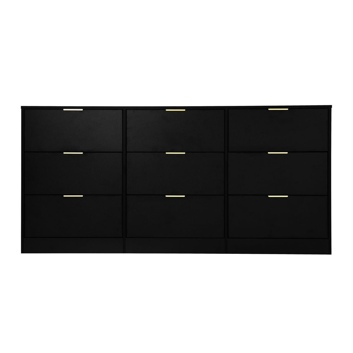 Black 9 Drawer Dresser, 63" Large Deep Chest of Drawers, Wooden Dresser Storage Cabinet with 9 Drawers, Long Dressers